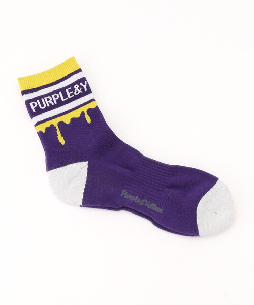 Purple&Yellow(パープルアンドイエロー)の「ドリップライン&ロゴショートソックス(ソックス/靴下・メンズ・ホワイト/ブラック/パープル・27.0cm)」の6枚目の写真