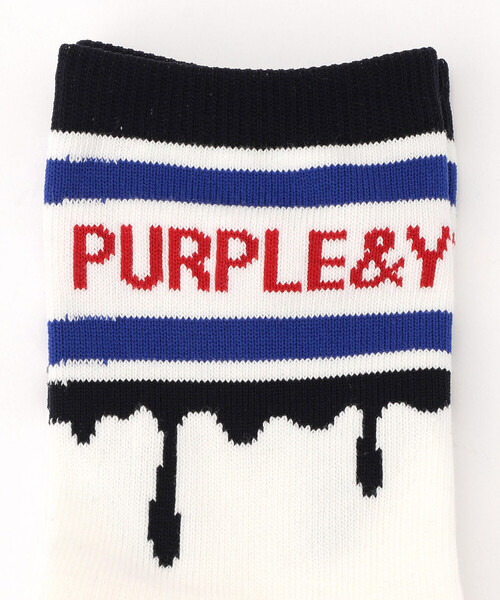 Purple&Yellow(パープルアンドイエロー)の「ドリップライン&ロゴショートソックス(ソックス/靴下・メンズ・ホワイト/ブラック/パープル・27.0cm)」の7枚目の写真