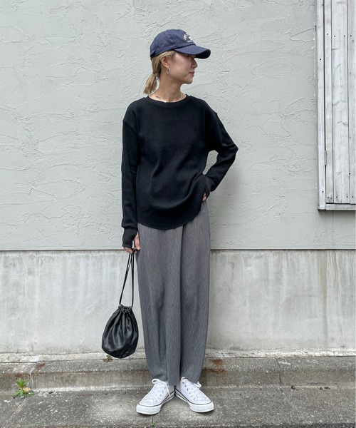 feepur（フェピュール）の「コットンサーマルロンT（Tシャツ/カットソー・レディース・ブラック/オフホワイト/杢グレー・MEDIUM）」の16枚目の写真