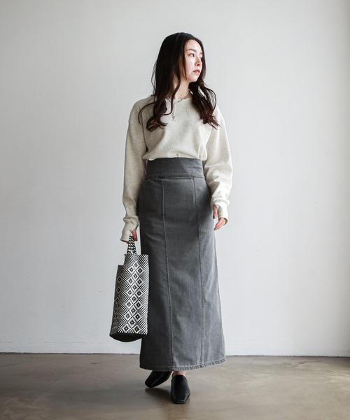 feepur（フェピュール）の「コットンサーマルロンT（Tシャツ/カットソー・レディース・ブラック/オフホワイト/杢グレー・MEDIUM）」の8枚目の写真