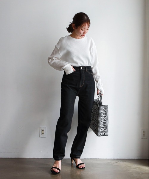 feepur（フェピュール）の「コットンサーマルロンT（Tシャツ/カットソー・レディース・ブラック/オフホワイト/杢グレー・MEDIUM）」の12枚目の写真