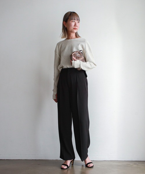 feepur（フェピュール）の「コットンサーマルロンT（Tシャツ/カットソー・レディース・ブラック/オフホワイト/杢グレー・MEDIUM）」の4枚目の写真