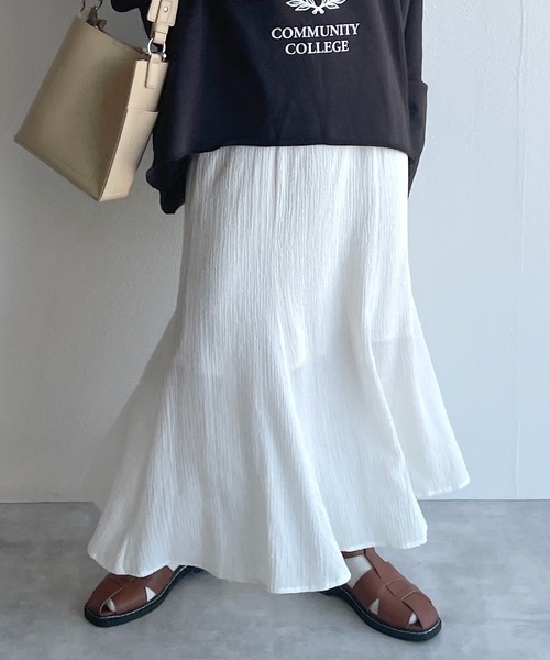 w closet（ダブルクローゼット）の「【SETUP対応】切替マーメイドスカート（スカート・レディース・イエロー/グリーン/オフホワイト・FREE）」の2枚目の写真