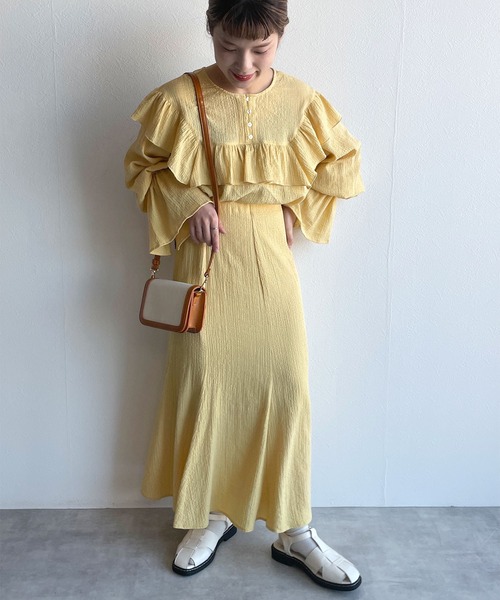 w closet（ダブルクローゼット）の「【SETUP対応】切替マーメイドスカート（スカート・レディース・イエロー/グリーン/オフホワイト・FREE）」の13枚目の写真