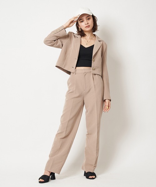 SPIRALGIRL(スパイラルガール)の「ベーシックタックパンツ(スラックス・レディース・グリーン/ブラック/ベージュ・FREE)」の13枚目の写真