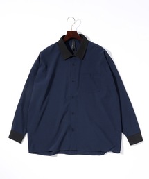 ビッグシルエット ポリストレッチ クレリックシャツ レディース