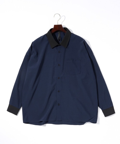 THISIS（ディスイズ）の「ビッグシルエット ポリストレッチ クレリックシャツ レディース（シャツ/ブラウス・レディース・グレイッシュベージュ/サックスブルー/グリーン/チャコール/ホワイト/ネイビー/ブラック/パープル・MEDIUM/X-LARGE/LARGE）」の7枚目の写真