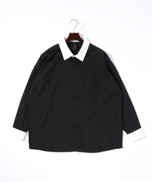 ビッグシルエット ポリストレッチ クレリックシャツ レディース