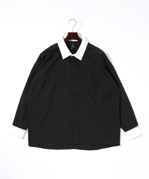 THISIS（ディスイズ）の「ビッグシルエット ポリストレッチ クレリックシャツ レディース（シャツ/ブラウス・レディース・グレイッシュベージュ/サックスブルー/グリーン/チャコール/ホワイト/ネイビー/ブラック/パープル・MEDIUM/X-LARGE/LARGE）」の3枚目の写真
