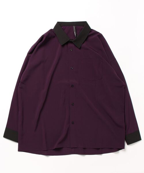 THISIS（ディスイズ）の「ビッグシルエット ポリストレッチ クレリックシャツ レディース（シャツ/ブラウス・レディース・グレイッシュベージュ/サックスブルー/グリーン/チャコール/ホワイト/ネイビー/ブラック/パープル・MEDIUM/X-LARGE/LARGE）」の11枚目の写真