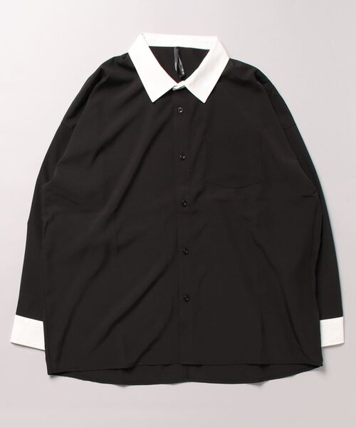 THISIS（ディスイズ）の「ビッグシルエット ポリストレッチ クレリックシャツ レディース（シャツ/ブラウス・レディース・グレイッシュベージュ/サックスブルー/グリーン/チャコール/ホワイト/ネイビー/ブラック/パープル・MEDIUM/X-LARGE/LARGE）」の12枚目の写真
