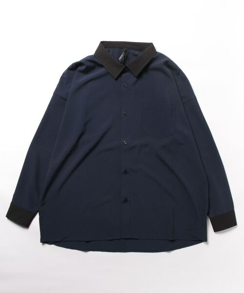 THISIS（ディスイズ）の「ビッグシルエット ポリストレッチ クレリックシャツ レディース（シャツ/ブラウス・レディース・グレイッシュベージュ/サックスブルー/グリーン/チャコール/ホワイト/ネイビー/ブラック/パープル・MEDIUM/X-LARGE/LARGE）」の13枚目の写真