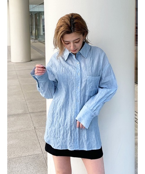 ENVYM（アンビー）の「オープンバックロングＳＨ（シャツ/ブラウス・レディース・ブラック/ブルー/ホワイト・FREE）」の11枚目の写真