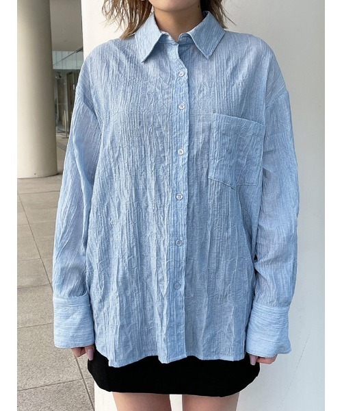 ENVYM（アンビー）の「オープンバックロングＳＨ（シャツ/ブラウス・レディース・ブラック/ブルー/ホワイト・FREE）」の14枚目の写真