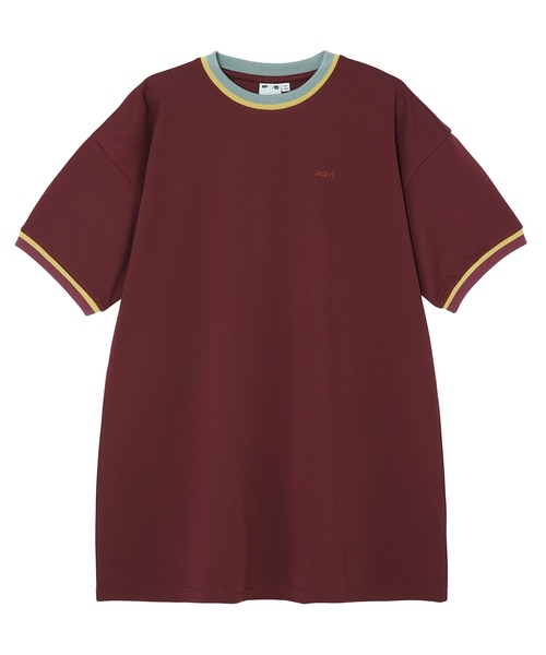 X-girl(エックスガール)の「CONTRAST COLLAR S/S BIG TEE/ビッグシルエットTシャツ(Tシャツ/カットソー・レディース・ホワイト/チャコール/バーガンディー・M/S)」の7枚目の写真