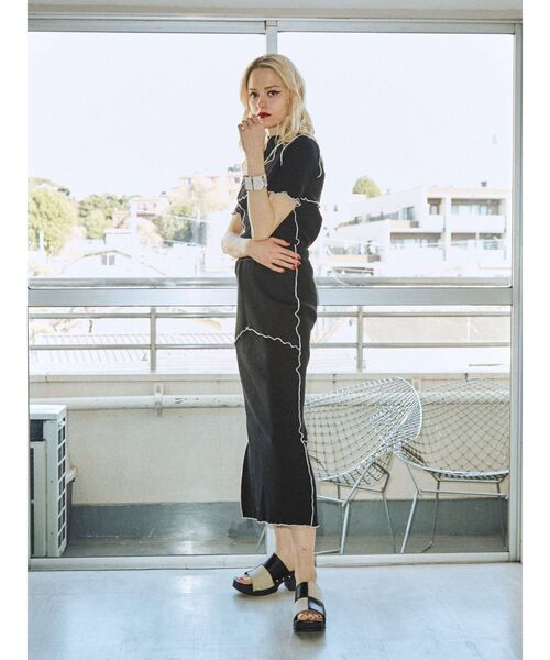 jouetie(ジュエティ)の「チェッカーサボサンダル(サンダル・レディース・ブラック/パープル・M/L)」の4枚目の写真