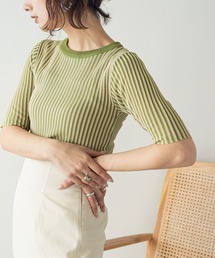 rectangle | バイカラーリブニットトップス(ニット/セーター)