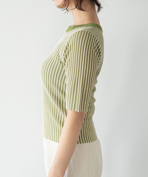 rectangle（レクタングル）の「バイカラーリブニットトップス（ニット/セーター・レディース・ブラック/ブラウン/グリーン・FREE）」の20枚目の写真