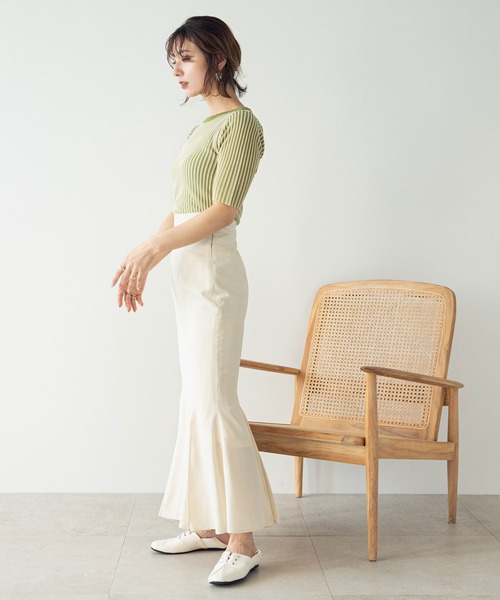 rectangle（レクタングル）の「バイカラーリブニットトップス（ニット/セーター・レディース・ブラック/ブラウン/グリーン・FREE）」の19枚目の写真