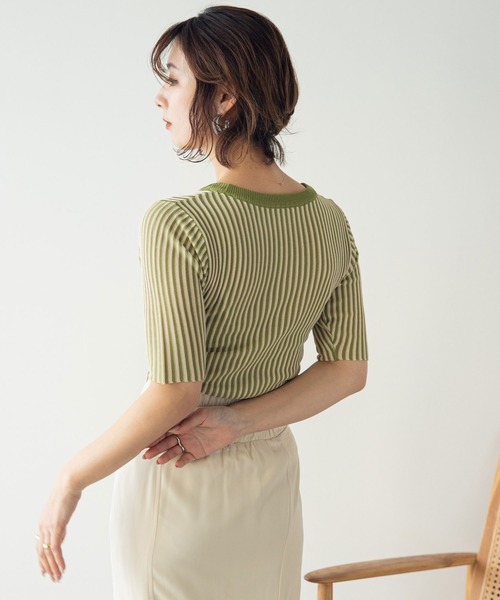 ニット セーター Bicolor rib knit tops　　バイカラーリブニットトップス レディース S~L】BICOLOR RIB KNIT TOPS / バイカラーリブニットトップス