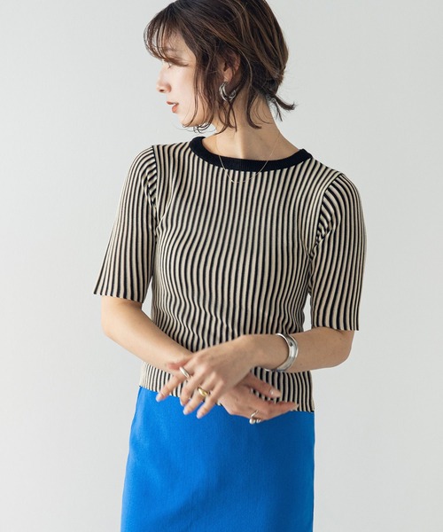 rectangle（レクタングル）の「バイカラーリブニットトップス（ニット/セーター・レディース・ブラック/ブラウン/グリーン・FREE）」の21枚目の写真