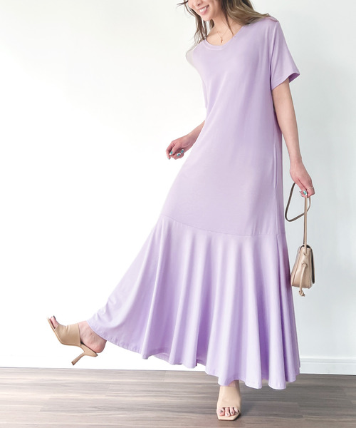 半袖マキシマーメイドワンピース