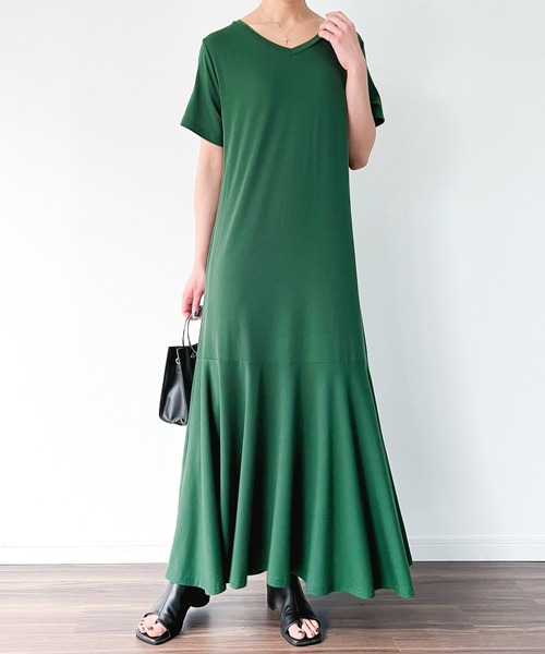 半袖マキシマーメイドワンピース