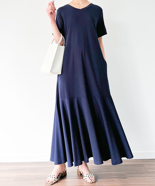 半袖マキシマーメイドワンピース