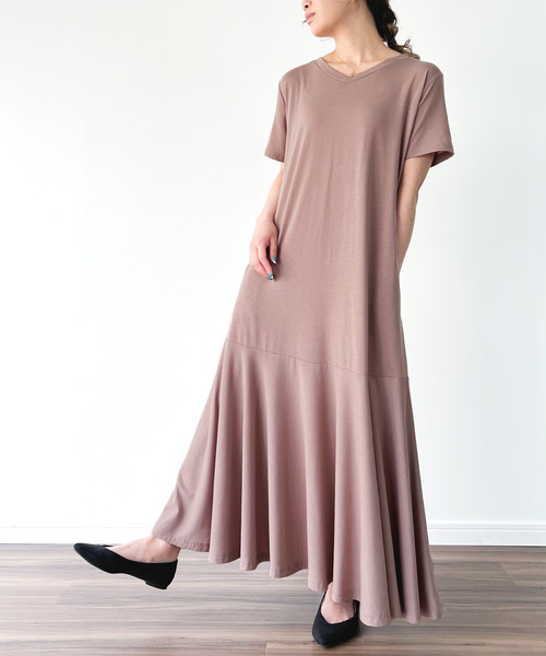 半袖マキシマーメイドワンピース