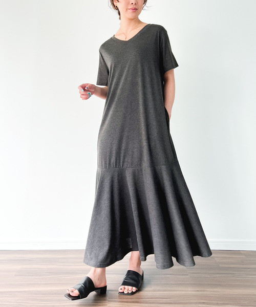 半袖マキシマーメイドワンピース