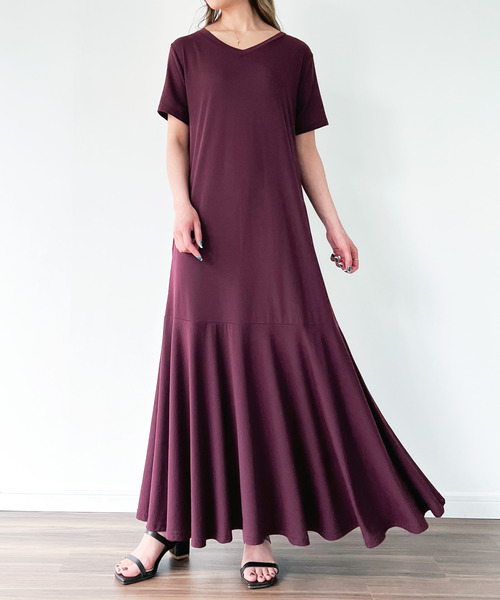 半袖マキシマーメイドワンピース