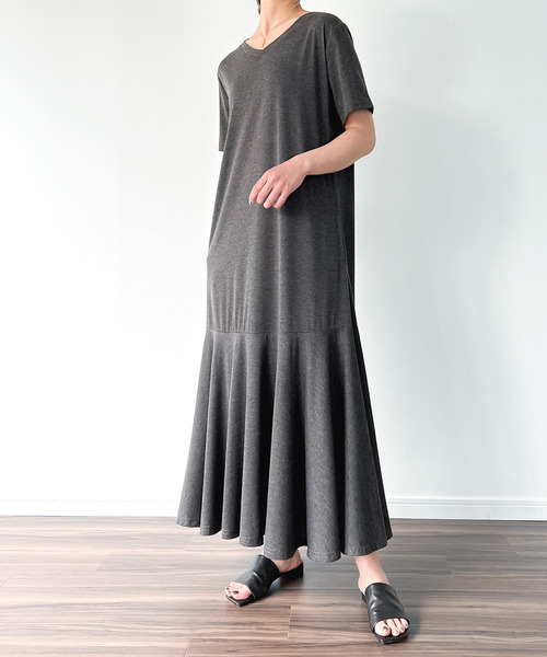 半袖マキシマーメイドワンピース