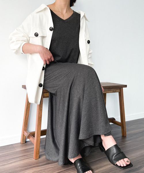 半袖マキシマーメイドワンピース