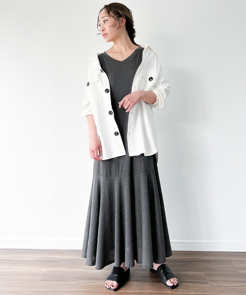 半袖マキシマーメイドワンピース