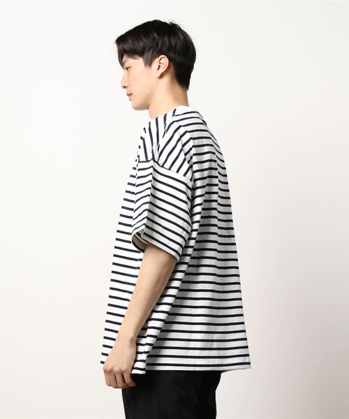 BACK NUMBER（バックナンバー）の「【BACK NUMBER】ビッグシルエットボーダーTシャツ（Tシャツ/カットソー・メンズ・ホワイト×ネイビー/ネイビー×ホワイト・S/M/L/XL）」の3枚目の写真