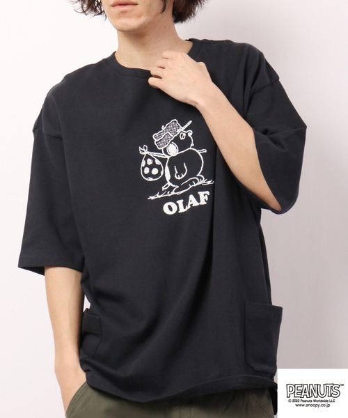 セール】PEANUTS オラフ/スヌーピー オーバーサイズポケット Tシャツ