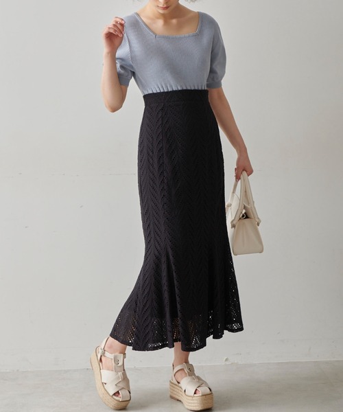 FREE'S MART（フリーズマート）の「◆カットワークレースマーメイドスカート（スカート・レディース・ブラック/ホワイト/ブルー・SMALL/MEDIUM）」の12枚目の写真