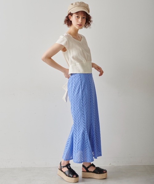 FREE'S MART（フリーズマート）の「◆カットワークレースマーメイドスカート（スカート・レディース・ブラック/ホワイト/ブルー・SMALL/MEDIUM）」の19枚目の写真