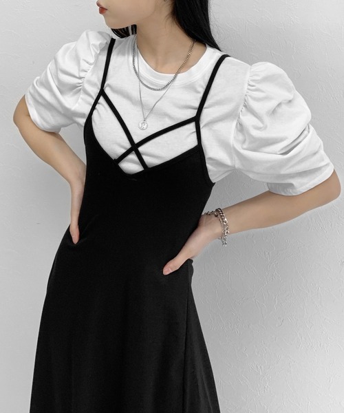 LVEU.(ラブユ.)の「Front cross long one-piece / フロントクロスロングワンピース(ワンピース・レディース・ブラック・FREE)」の3枚目の写真