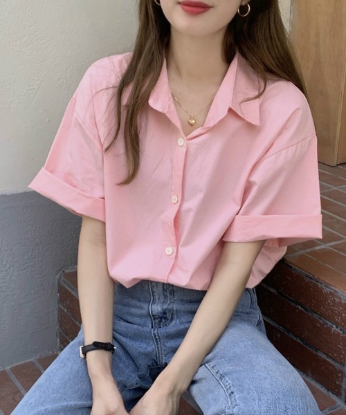 gossip！ロサンゼルス（ゴシップロサンゼルス）の「ビッグシルエットシャツ（シャツ/ブラウス・レディース・イエロー/ホワイト/ピンク/ブルー・FREE）」の4枚目の写真