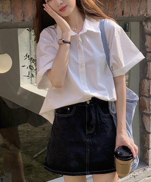 gossip！ロサンゼルス（ゴシップロサンゼルス）の「ビッグシルエットシャツ（シャツ/ブラウス・レディース・イエロー/ホワイト/ピンク/ブルー・FREE）」の7枚目の写真