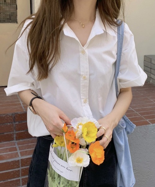 gossip！ロサンゼルス（ゴシップロサンゼルス）の「ビッグシルエットシャツ（シャツ/ブラウス・レディース・イエロー/ホワイト/ピンク/ブルー・FREE）」の9枚目の写真