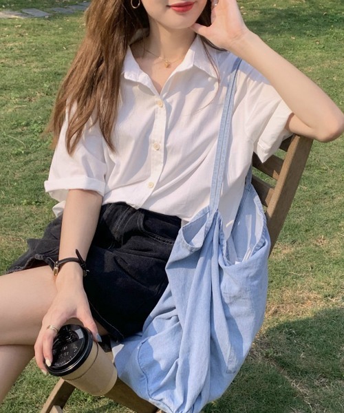 gossip！ロサンゼルス（ゴシップロサンゼルス）の「ビッグシルエットシャツ（シャツ/ブラウス・レディース・イエロー/ホワイト/ピンク/ブルー・FREE）」の13枚目の写真