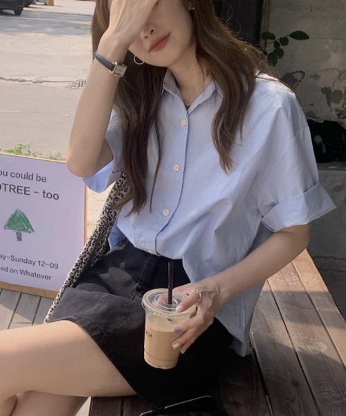 gossip！ロサンゼルス（ゴシップロサンゼルス）の「ビッグシルエットシャツ（シャツ/ブラウス・レディース・イエロー/ホワイト/ピンク/ブルー・FREE）」の14枚目の写真