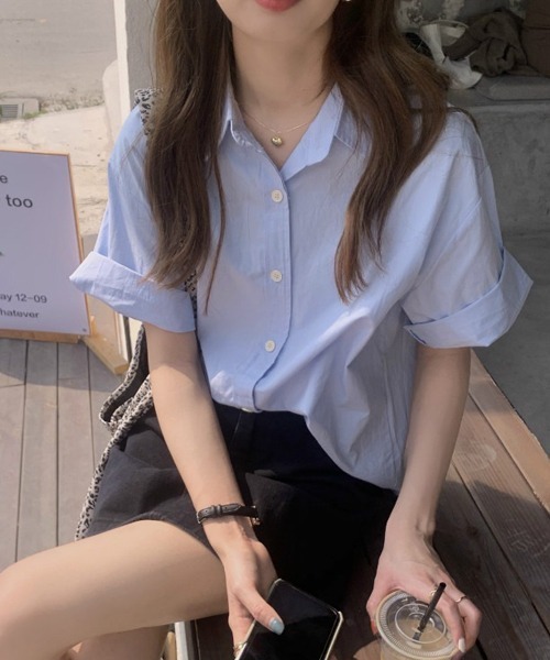 gossip！ロサンゼルス（ゴシップロサンゼルス）の「ビッグシルエットシャツ（シャツ/ブラウス・レディース・イエロー/ホワイト/ピンク/ブルー・FREE）」の22枚目の写真