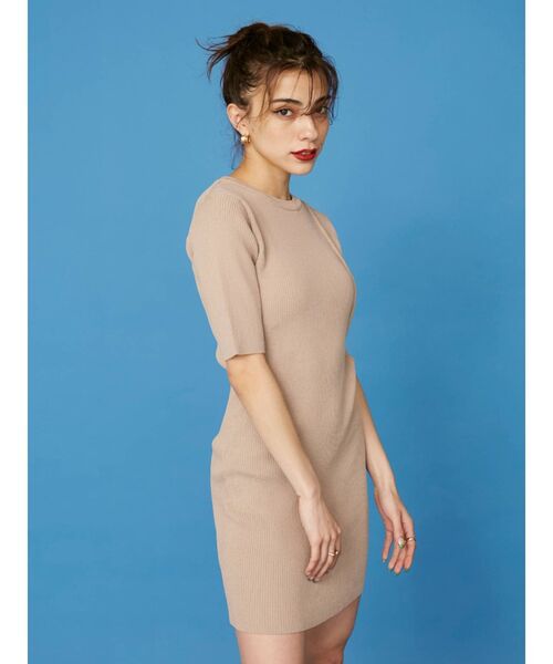 EVRIS（エヴリス）の「サイドオープンニットワンピース（ワンピース・レディース・ブラック/ベージュ/ピンク・FREE）」の3枚目の写真