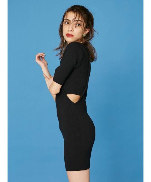 EVRIS（エヴリス）の「サイドオープンニットワンピース（ワンピース・レディース・ブラック/ベージュ/ピンク・FREE）」の5枚目の写真