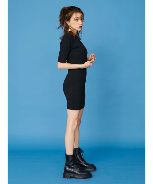 EVRIS（エヴリス）の「サイドオープンニットワンピース（ワンピース・レディース・ブラック/ベージュ/ピンク・FREE）」の9枚目の写真