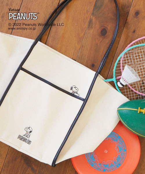 EFOLE（エフォル）の「【EFOLE】 【PEANUTS×EFOLE】 スヌーピー 刺しゅうキャンバス パイピング トートバッグ（トートバッグ・レディース・オフホワイト・FREE）」の10枚目の写真
