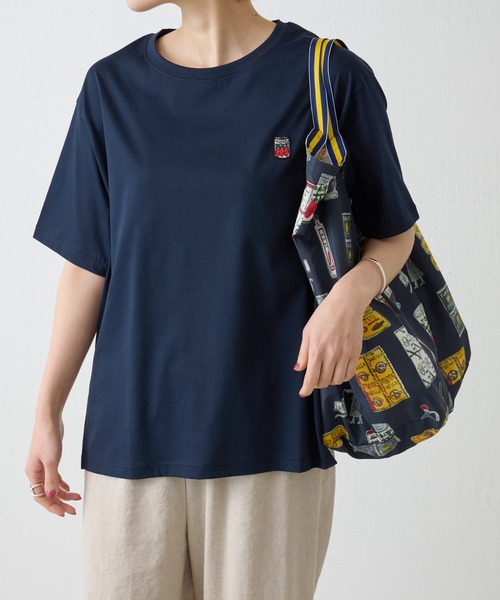 BEARDSLEY(ビアズリー)の「MarketワッペンゆるT(Tシャツ/カットソー・レディース・ホワイト/ネイビー・FREE)」の4枚目の写真